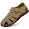 MGGMOKAY Sandali Uomo in Pelle Estivi,Sandali Fisherman Outdoor Punta Chiusa,con Chiusura a Strappo,Scarpe Comode per Camminata e Tempo Libero