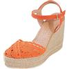 Generisch Comode espadrillas da donna in lino intrecciato, stile bohémien, sandali con zeppa e plateau, sandali chiusi con tacco, scarpe estive
