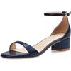 GENSHUO Donna Sandali Tacco Blocco Tonda Aperta, Navy Blu, 41 EU