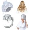 KONFEN Cappuccio per asciugacapelli, cappuccio a rete 2 in 1 per asciugare i capelli ricci, berretto per asciugare i capelli aggiornato, set di berretti da doccia a rete(Silver+White)