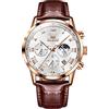OLEVS Orologi in pelle da uomo, con quadrante grande, impermeabile, classico, casual, rotondo, con data, luminoso, facile da leggere, quadrante blu/nero/bianco