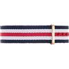 Daniel Wellington Classic Canterbury Cinturino Unisex Adulto, 18mm, in NATO, Blu/Bianco/Rosso/Oro Rosato