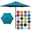 Blissun Ombrellone da giardino o patio, ombrellone per mercato all'aperto da 2,3 m, con manovella inclinabile a pulsante (blu ceruleo)