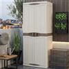 Dmora - Armadio da esterno Marchin, Mobile balcone multiuso, Armadietto outdoor 2 ante, 100% Made in Italy, Beige e Marrone, Finitura elegante, 70x47h179 cm