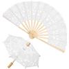 TOYANDONA Ombrello Parasole Pizzo Bianco per Matrimonio, Leggero Portatile | Legno e Pizzo, Design Vintage Raffinato, per Festa Nuziale e Dress Party