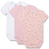Sanetta Body per neonato (confezione da 3 pezzi) a maniche corte rosa arcobaleno, body di alta qualità e sostenibile per ragazze, in 100% cotone biologico., Colore: rosa., 56