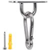 MgcTolBox Gancio per Soffitto Suspension M6, 4 Piastra ad Occhielloe 60mm + 4 Moschettone Acciaio Inox 60mm + Tasselli con Vite, per Gancio Muro,Ganci per Tende da Sole, Accessori Barca