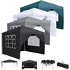 LZQ Gazebo pieghevole impermeabile pop-up da giardino, con 4 pannelli laterali, protezione dai raggi UV, 3 x 3 m, per giardino, feste, matrimoni, festival e campeggio, verde scuro