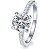 IMOLOVE Anello di Fidanzamento Solitario con Moissanite, 1 Carato Colore D VVS1, Argento Sterling 925 con Placcatura in Oro Bianco 18K, Regalo Ideale per Donne, 5.5, Gemma Argento sterling