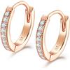 Shuxin - Orecchini a cerchio da donna, in argento sterling 925, con chiusura cerniera, zirconia cubica AAA, diametro: 13 mm, ipoallergenici, forma di piccolo, 3 i: argento/oro/oro e Oro rosa, cod