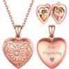 ChicSilver Collana Personalizzata Argento 925 con 2 Foto, Ciondolo Portafoto Personalizzato Oro Rosa Lunga 45+5cm, Collana Cuore Ciondolo Personalizzato, Idee Regalo per Natale Anniversario