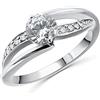 Anellissimo Anello Solitario contrarié Incrocio Donna Argento 925 con zirconi -