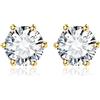 JewelryPalace Orecchini a Bottone Donna Argento 925 con Creato Moissanite, Piercing a Lobo con Pietra a Taglio Rotondo, Solitario in Tre Ori Set Gioielli
