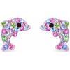 Five-D, orecchini da bambina a forma di delfino, in argento Sterling 925 e cristallo, in scatola per gioielli e Argento, colore: Multicolore, cod. SL-kinderkristall153a