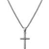 Murtoo Collana Crocifissa Per Uomo Donna Pendente Acciaio Inossidabile Cindolo Croce Semplice, 2 Dimensioni, Catena Acciaio/Argento Nero Crocifissa 50+5cm, Argento antico(S)