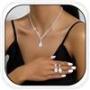 JYIXXZX Set di Gioielli da Sposa in Argento con Strass Brillanti Cristallo Collana Orecchini Braccialetti Set Eleganti Goccia Zirconia Cubica Parure Gioielli Regalo da Ballo Formali per Donne e Spose