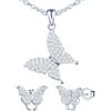 MICMIF Parure Gioielli Farfalla Argento 925, 2 Pezzi Set Collana e Orecchini a Farfalla con Zircconi, Collana con Ciondolo Farfalla, Orecchini con Farfalla per Donne Ragazze