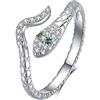 Qings Argento Anello Regolabile Donna Anello Serpente Argento 925 Vintage Anello Aperto