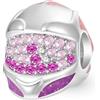 GNOCE Mucca rosa tazza di caffè foglia trifoglio rosa ciondolo Charms per bracciale/collana, 925 Charms argento sterling Dangle per le donne ragazze moglie figlia, regalo di San Valentino gioielli
