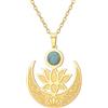 kkjoy Collana con Fiore di Loto e Luna con Decorazione in Pietra Blu in Acciaio Inox Collana con Ciondolo di Loto nella Luna Yoga Gioielli d'Ispirazione per Donne Affascinanti