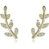 Reffeer Orecchini a forma di foglia in argento Sterling 925, per donne e ragazze, piccoli orecchini, 0.6 inch, Argento, Zirconia cubica
