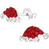 Five-D orecchini a forma di cappello di Babbo Natale in cristallo, argento sterling 925, con custodia e Argento, colore: bianco/rosso, cod. SL-kinderkristall161a