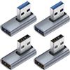 SHUBEIEUMI 4 Pezzi Adattatore USB 3.1 da 90 Gradi, Sinistra e Destra Angolato USB3.0 Maschio a Femmina Estensione Dati Adattatore Connettore Accoppiatore 10 Gbps Usato Per Trasmissione Dati Carica