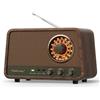 Audiocrazy Radio FM da tavolo retrò con altoparlante Bluetooth, finitura classica in legno, spina da parete per casa, ufficio, Aux-in, jack per cuffie, controllo dei bassi