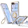 XYZ Cover per Samsung Galaxy Z Flip 5 / Flip 6 con Cordino, Blu | Custodia con Doppio Anello a Forma di Cuore e Supporto - Custodia Protettiva Lussuosa per Ragazze e Donne