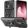 Yutwo Cover per OPPO Reno 13 Pro 5G, Custodia per OPPO Reno 13 Pro 5G Antiurto Scorrevole Protezione Fotocamera Custodia con 360°Rotante Anello Supporto Cover - Nero