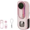 Generic Custodia protettiva per Insta360 GO 3S Retro Bundle, custodia protettiva in TPU con copriobiettivo e cinghia, custodia morbida per GO3S Retro Bundle accessori per fotocamera, rosa trasparente