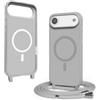 YFSYLL Magnetica Cover per iPhone 17 Air con Cordino,Compatibile con MagSafe,Silicone Case con Regolabile Cordino da Collo Nylon Catena Collana Tracolla - Grigio