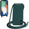WenBaby Cover Compatible con iPhone X/iPhone XS,Cellulare Girocollo Custodia con Cordino TPU Corda Silicone Case Bumper per iPhone X/iPhone XS Custodia, Verde scuro