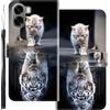 WUACYEAMING Custodia Compatibile con Oppo A6m,con Slot Carte PU Pelle Portafoglio Libro Case Antiurto Bumper Motivo Magnetica Flip Protettiva Resistente Gatto tigre