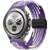 GIOPUEY 22mm Cinturini Magnetica Compatibile con Mibro Watch GS Explorer/Explorer S, Cinturino in Morbido Nylon Intrecciato [Unisex] [Traspirante] - Purple/White