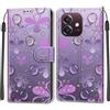 KENHONER Custodia per Oppo A3 5G, fiore | Portafoglio Pelle PU, Magnetica, Resistente Agli Urti, Scomparto Carte Credito, Pieghevole, Flip Libro, Motivo