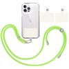 TBOC Cordino Catenella Laccio Strap Porta Cover [Fluoro Verde] + 2 Toppe Fissaggio aggiuntive [Bianco Ice] Telefono Cellulare Collo - Tracolla Catenina cordini Cellulari Telefoni Universale Laccetti