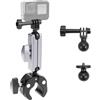 QWORK® supporto per moto e bici actioncam, con doppia testa a sfera girevole a 360°, compatibile con Hero 13, 12, 11, 10, Insta-360 X3