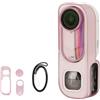 Generic Custodia protettiva per Insta360 GO 3S Retro Bundle, custodia protettiva in TPU con copriobiettivo e cinghia, custodia morbida per GO3S Retro Bundle accessori per fotocamera, rosa trasparente +