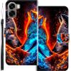 WUACYEAMING Custodia Compatibile con Oppo A6m,con Slot Carte PU Pelle Portafoglio Libro Case Antiurto Bumper Motivo Magnetica Flip Protettiva Resistente Due lupi