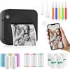 GuKKK Mini Stampante Fotografica, Mini Stampante Termica,Stampante Fotografica Istantanea Portatile, Mini Stampante Termica Bluetooth con Ricarica USB Stampante, per Fotografica, Note, Diario, Elenco (Nero)