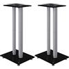 vidaXL Pedane Casse 2pz Nero Argento Vetro Temperato Design 2 Pilastri