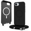 YFSYLL Magnetica Cover per iPhone 17e (2026) /iPhone 16e con Cordino,Compatibile con MagSafe,Silicone Case con Regolabile Cordino da Collo Nylon Catena Collana Tracolla - Nero
