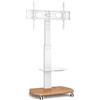 TTAP Supporto per TV cantilever per TV da 32 a 65 pollici con base in rovere e ripiano in vetro regolabile in altezza singola / con staffa di montaggio girevole e regolabile in altezza (bianco)