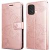 DENDICO Cover per Galaxy A33 5G, Portafoglio Custodia in PU Pelle per Samsung Galaxy A33 5G, Antiurto Cover a Libro con Slot per Carte, Oro Rosa