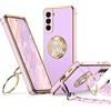 XYZ Cover per Samsung Galaxy S26 con Cordino, Viola | Custodia con Doppio Anello a Forma di Cuore e Supporto - Custodia Protettiva Lussuosa per Ragazze e Donne