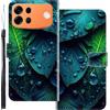 WUACYEAMING Custodia Compatibile con Oppo A7 Pro Max,con Slot Carte PU Pelle Portafoglio Libro Case Antiurto Bumper Motivo Magnetica Flip Protettiva Resistente foglia