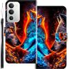 WUACYEAMING Custodia Compatibile con Oppo Realme 16x,con Slot Carte PU Pelle Portafoglio Libro Case Antiurto Bumper Motivo Magnetica Flip Protettiva Resistente Due lupi