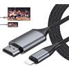 lulaven Cavo HDMI per iPhone/Pad/Pod a TV/Monitor/Proiettore,4m Cavo convertitore HDMI Compatibile con iPhone14, 13, 12, 11, Uscita TV YouTube,1080P HD,Plug and Play