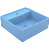 vidaXL Lavabo Troppopieno Cubico Azzurro Opaco 41x41cm Ceramica